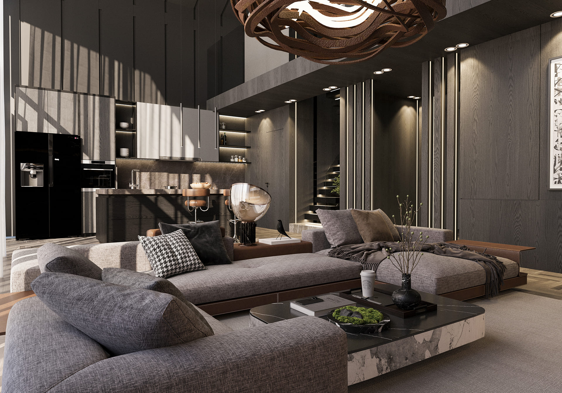 Large a-frame house interior